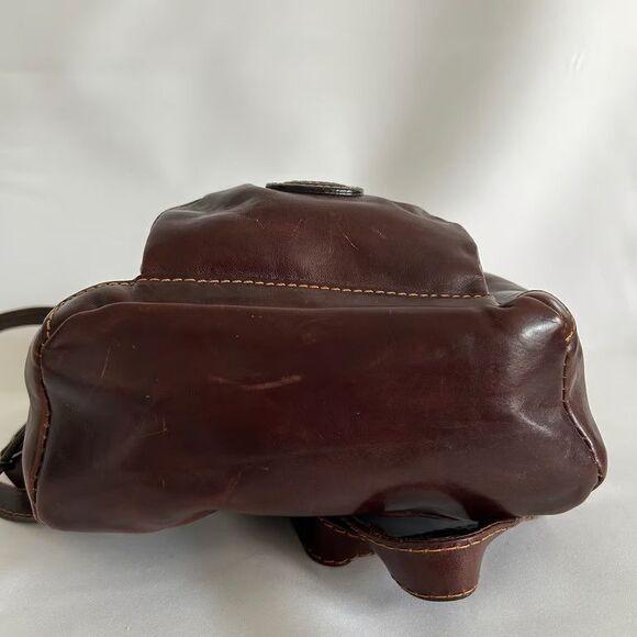 Robe di Firenze Leather Backpack Brown Italy Drawstring Flap Vintage Small main image 8